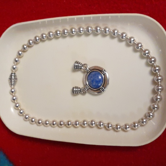 Vintage estate! Sterling silver and lapis 2 in one necklace - Picture 3 of 9
